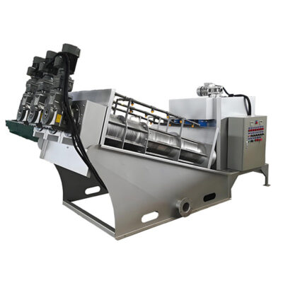 Screw press sludge dewatering machine